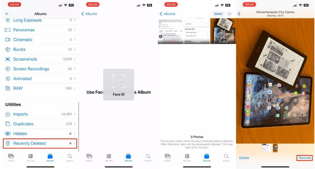达州苹果14维修分享 iPhone14 上恢复已删除的照片 
