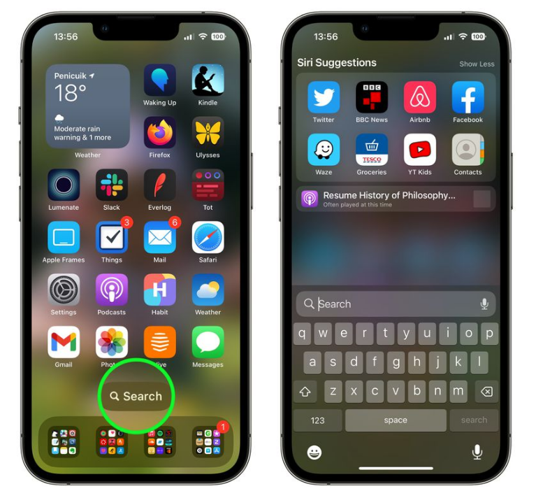 达州苹果手机维修分享升级到 iOS 16 后，如何删除主屏幕上的搜索按钮 